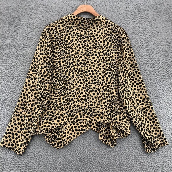 MINKPINK Blazer Women Medium Beige Animal Cheetah Print Open Front Office Career - Picture 3 of 10